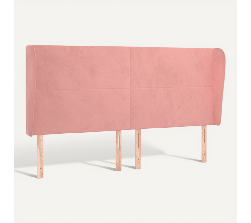 Tête De Lit Avec Oreilles Rose 203x23x118/128 Cm Velours