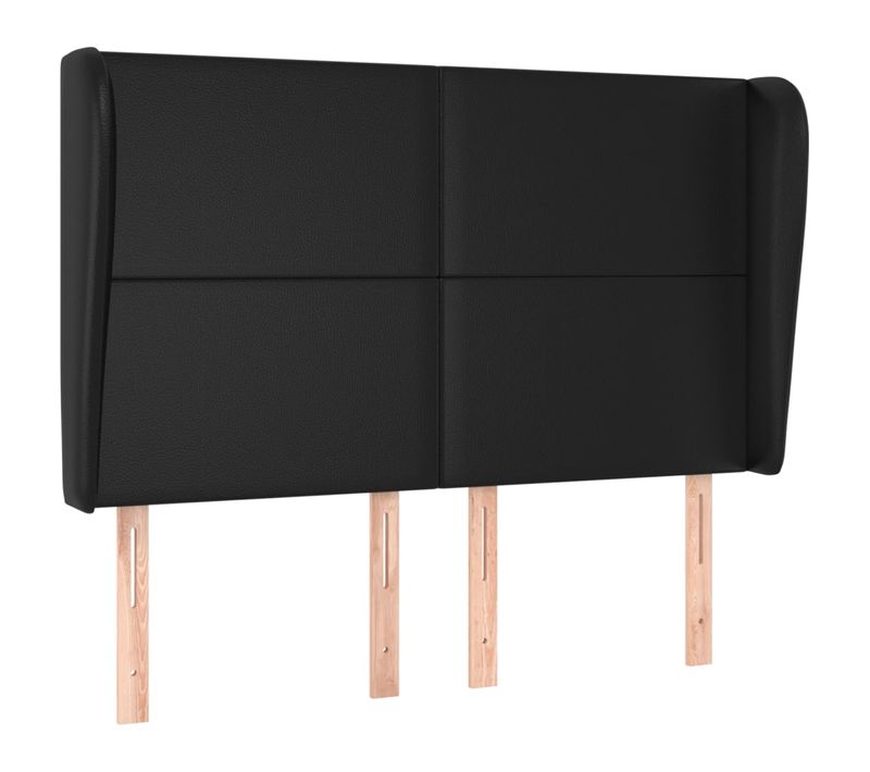 Tête De Lit Avec Oreilles Noir 147x23x118/128 Cm Similicuir