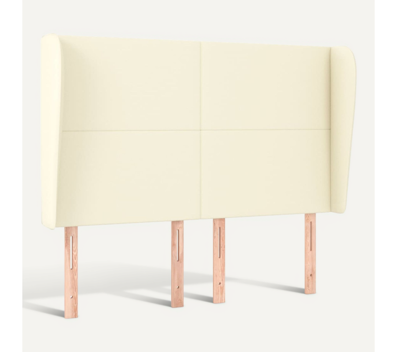 Tête De Lit Avec Oreilles Crème 147x23x118/128 Cm Simili