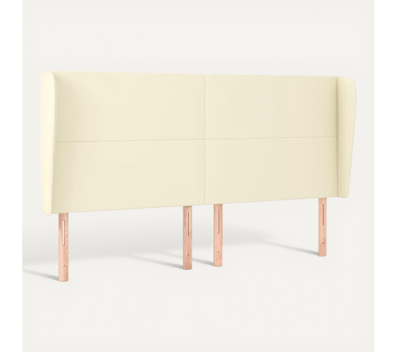 Tête De Lit Avec Oreilles Crème 163x23x118/128 Cm Simili