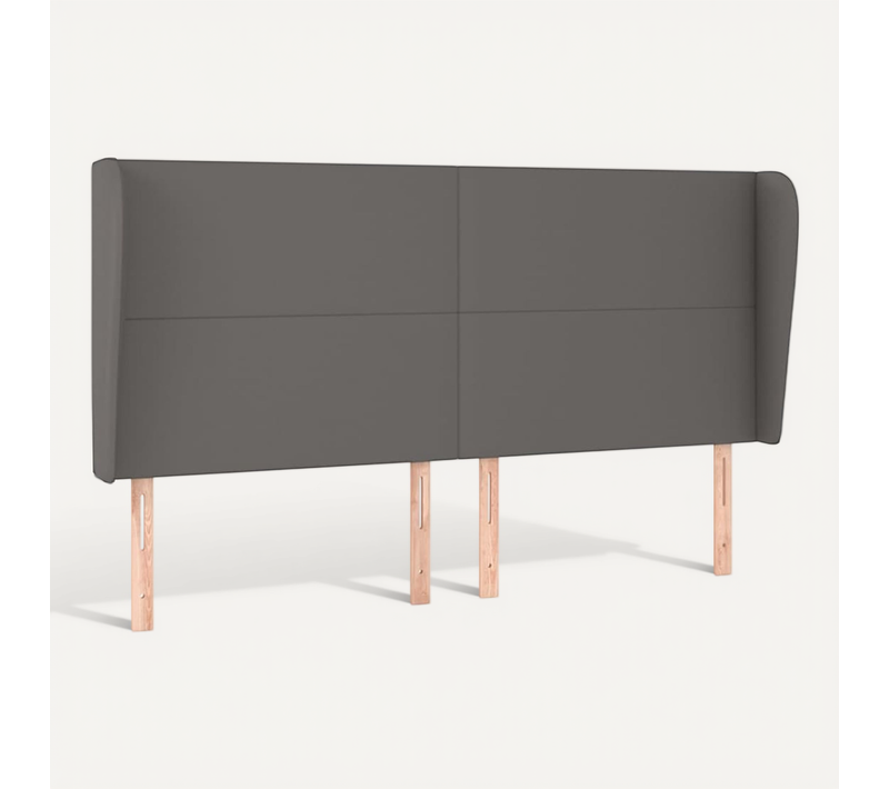 Tête De Lit Avec Oreilles Gris 163x23x118/128 Cm Simili