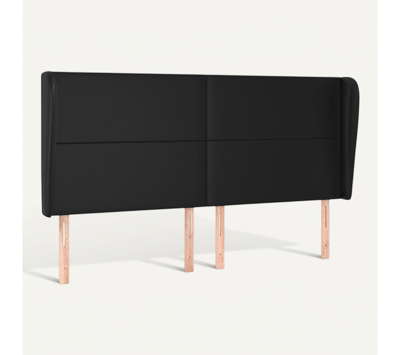 Tête De Lit Avec Oreilles Noir 183x23x118/128 Cm Simili