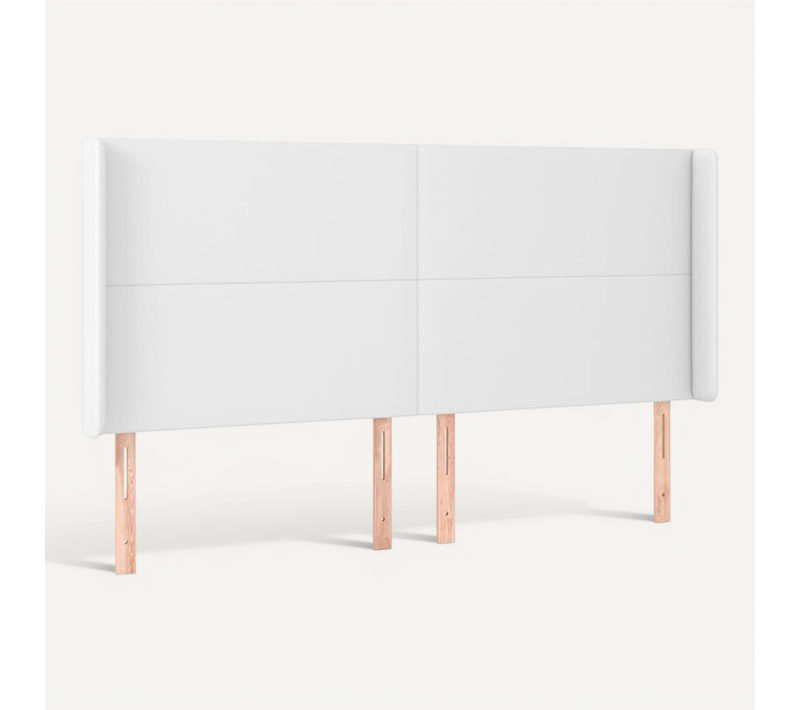 Tête De Lit Avec Oreilles Blanc 203x23x118/128 Cm Simili