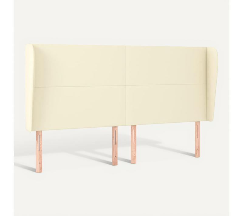 Tête De Lit Avec Oreilles Crème 203x23x118/128 Cm Simili