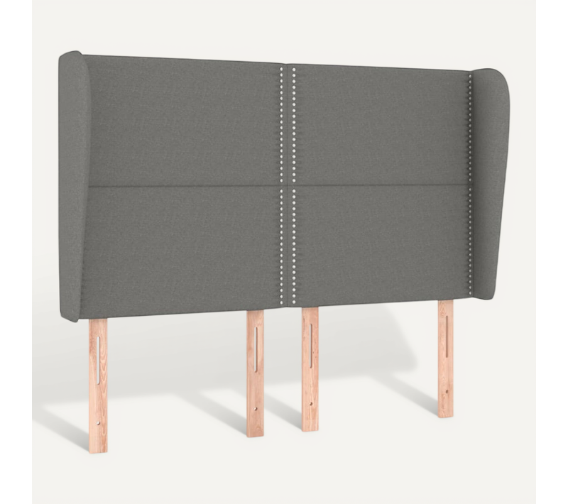 Tête De Lit Avec Oreilles Gris Foncé 147x23x118/128 Cm Tissu