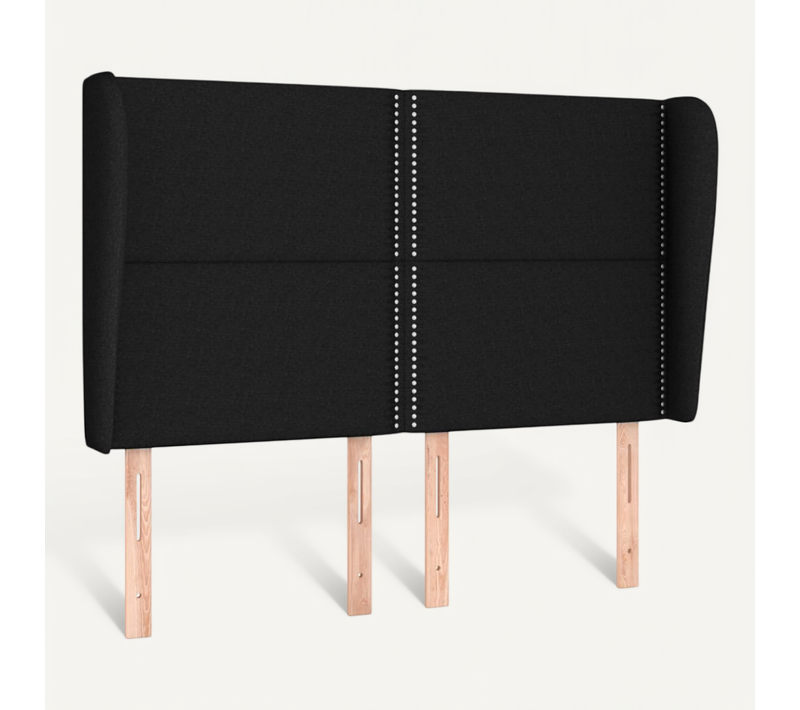 Tête De Lit Avec Oreilles Noir 147x23x118/128 Cm Tissu