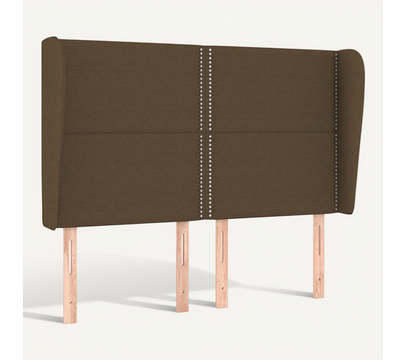 Tête De Lit Avec Oreilles Marron Foncé 147x23x118/128 Cm Tissu
