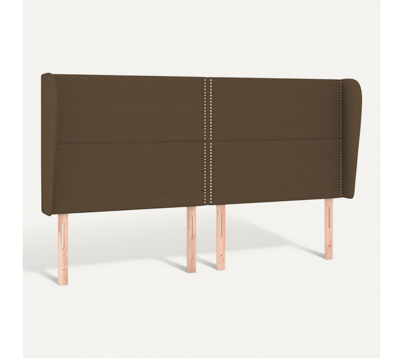 Tête De Lit Avec Oreilles Marron Foncé 183x23x118/128 Cm Tissu