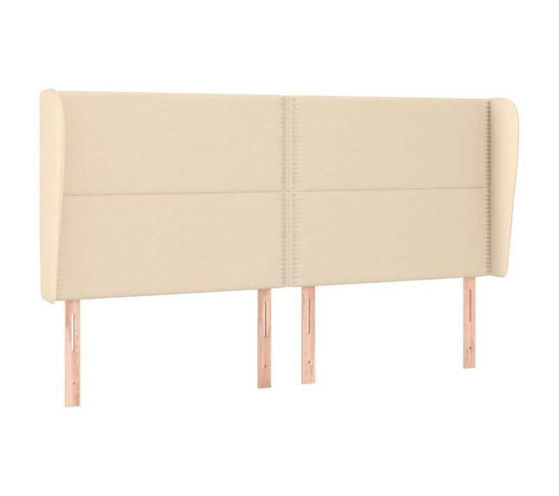 Tête De Lit Avec Oreilles Crème 183x23x118/128 Cm Tissu
