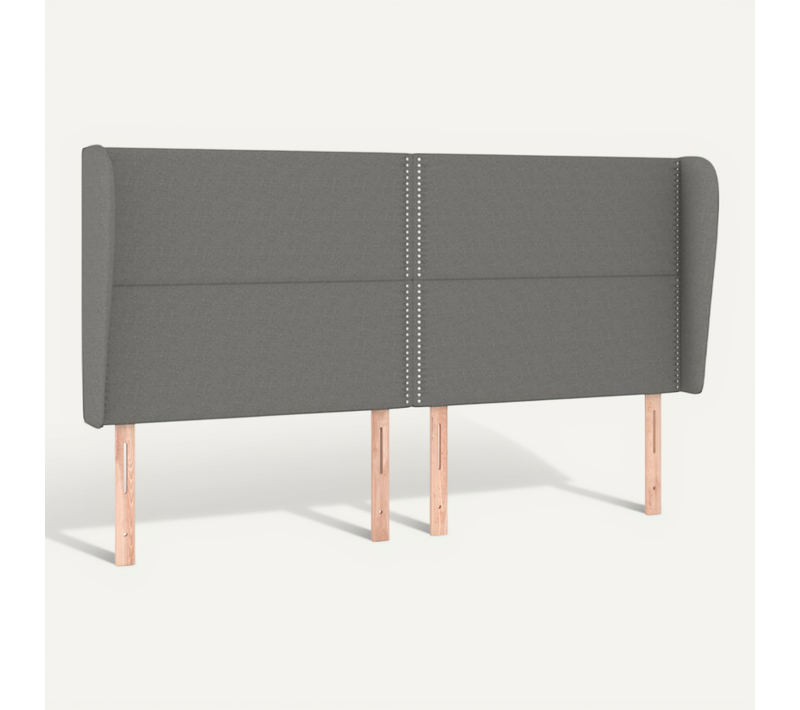 Tête De Lit Avec Oreilles Gris Foncé 203x23x118/128 Cm Tissu
