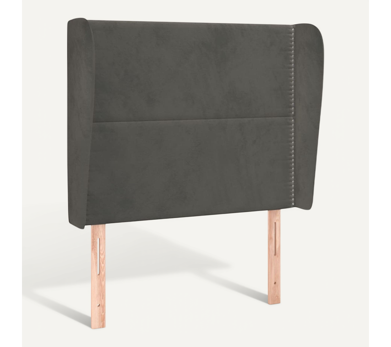 Tête De Lit Avec Oreilles Gris Foncé 93x23x118/128 Cm Velours