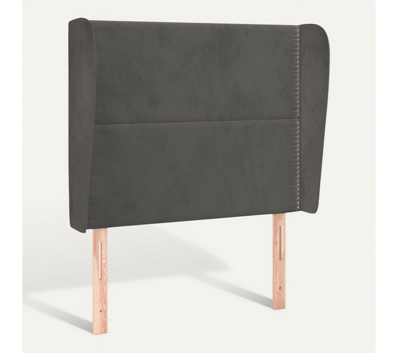 Tête De Lit Avec Oreilles Gris Foncé 103x23x118/128 Cm Velours