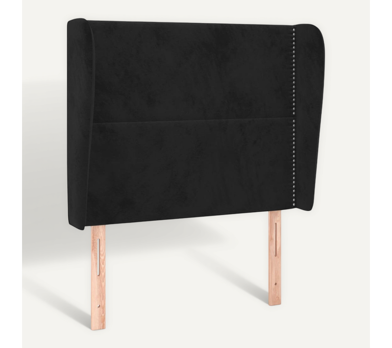 Tête De Lit Avec Oreilles Noir 103x23x118/128 Cm Velours