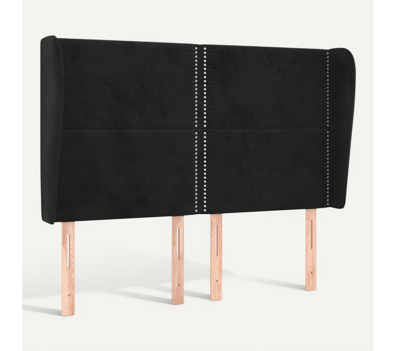 Tête De Lit Avec Oreilles Noir 147x23x118/128 Cm Velours