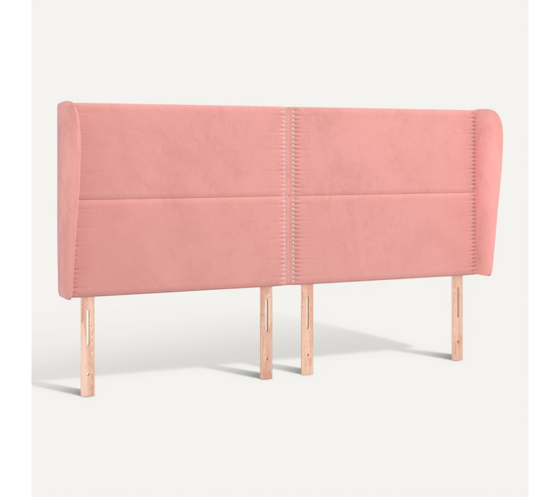 Tête De Lit Avec Oreilles Rose 163x23x118/128 Cm Velours