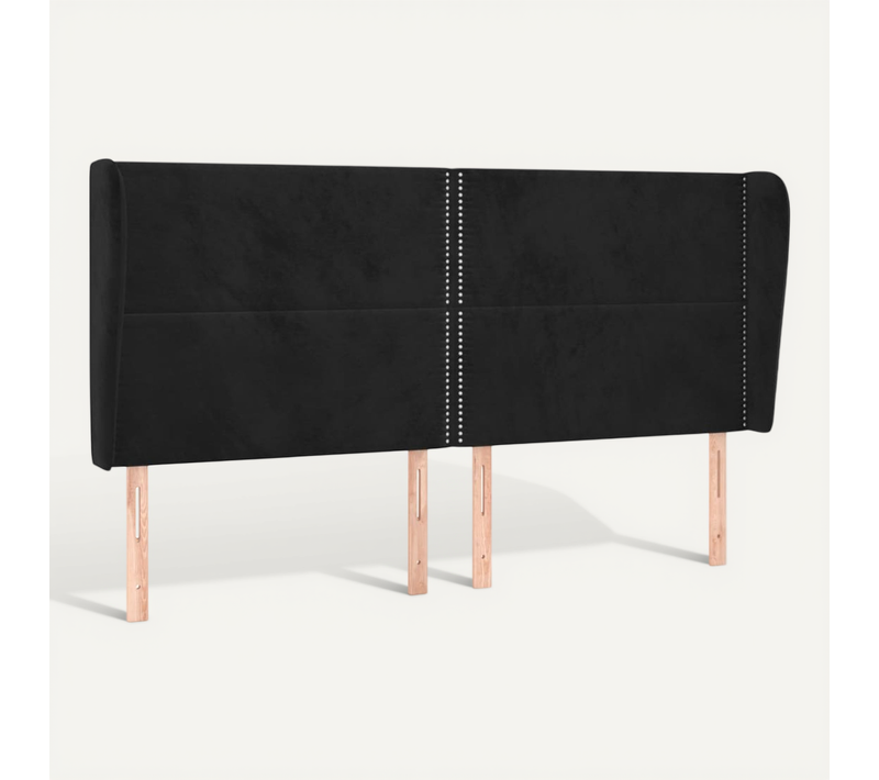 Tête De Lit Avec Oreilles Noir 203x23x118/128 Cm Velours