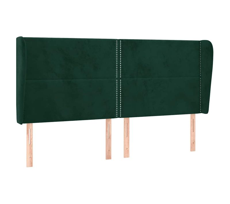 Tête De Lit Avec Oreilles Vert Foncé 203x23x118/128 Cm Velours