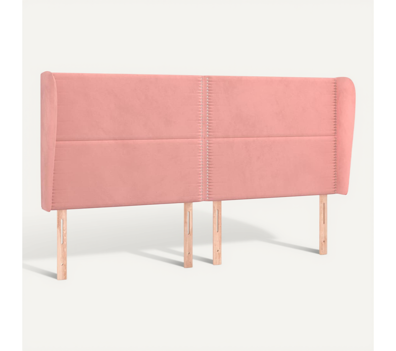 Tête De Lit Avec Oreilles Rose 203x23x118/128 Cm Velours
