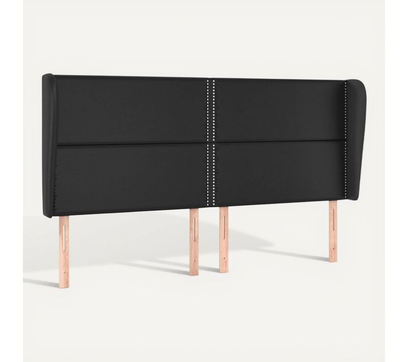 Tête De Lit Avec Oreilles Noir 203x23x118/128 Cm Simili