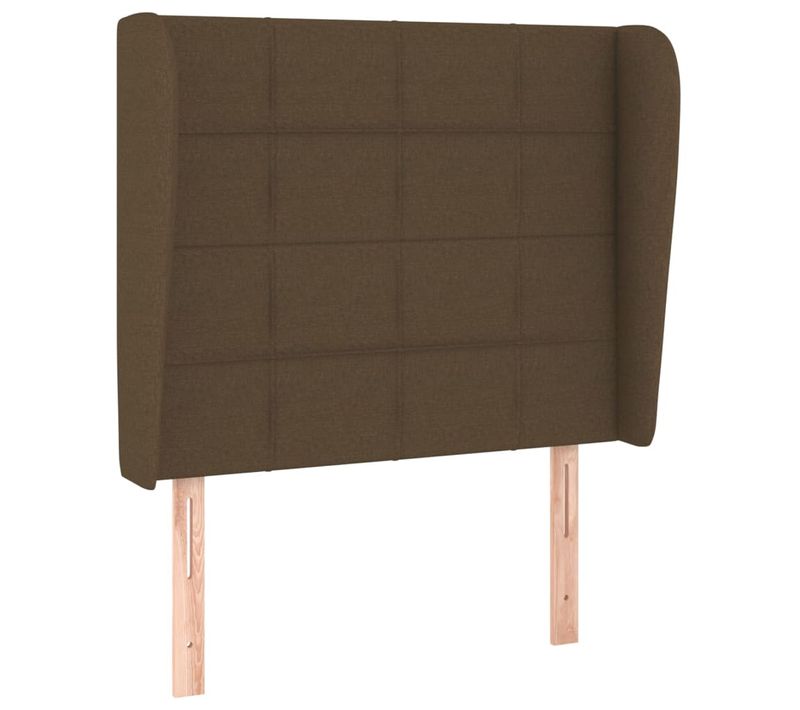 Tête De Lit Avec Oreilles Marron Foncé 83x23x118/128 Cm Tissu