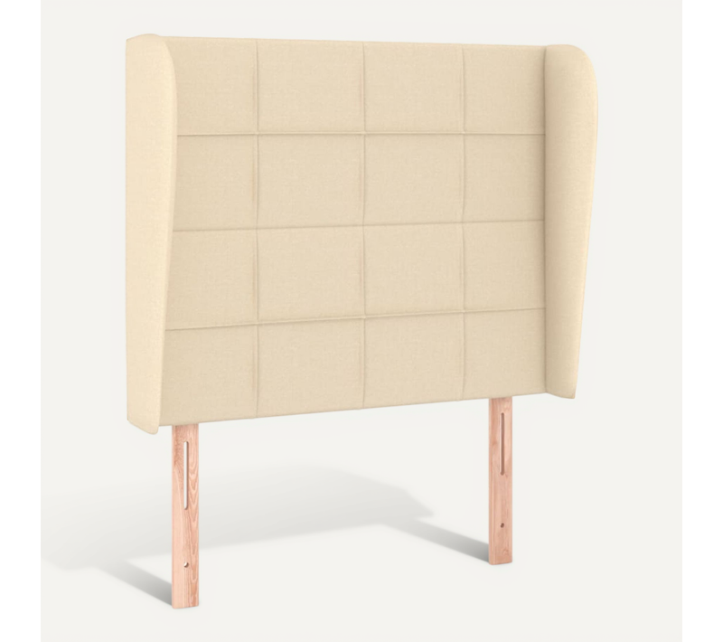 Tête De Lit Avec Oreilles Crème 83x23x118/128 Cm Tissu