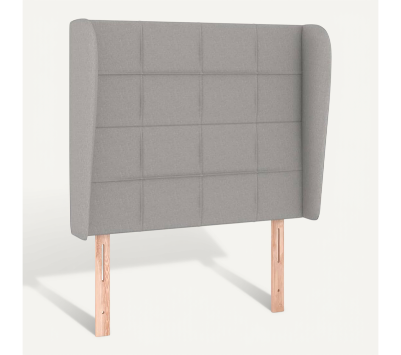 Tête De Lit Avec Oreilles Gris Clair 93x23x118/128 Cm Tissu
