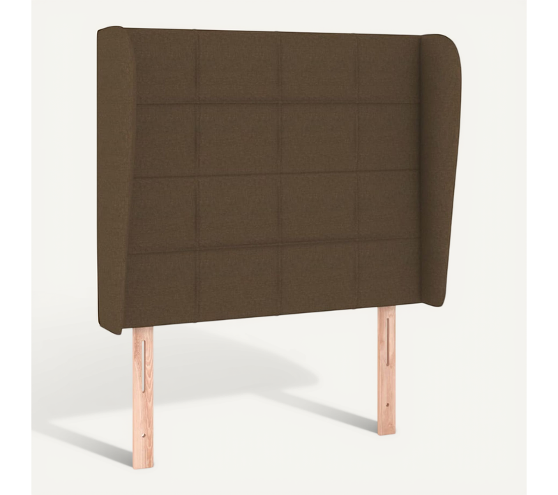 Tête De Lit Avec Oreilles Marron Foncé 93x23x118/128 Cm Tissu