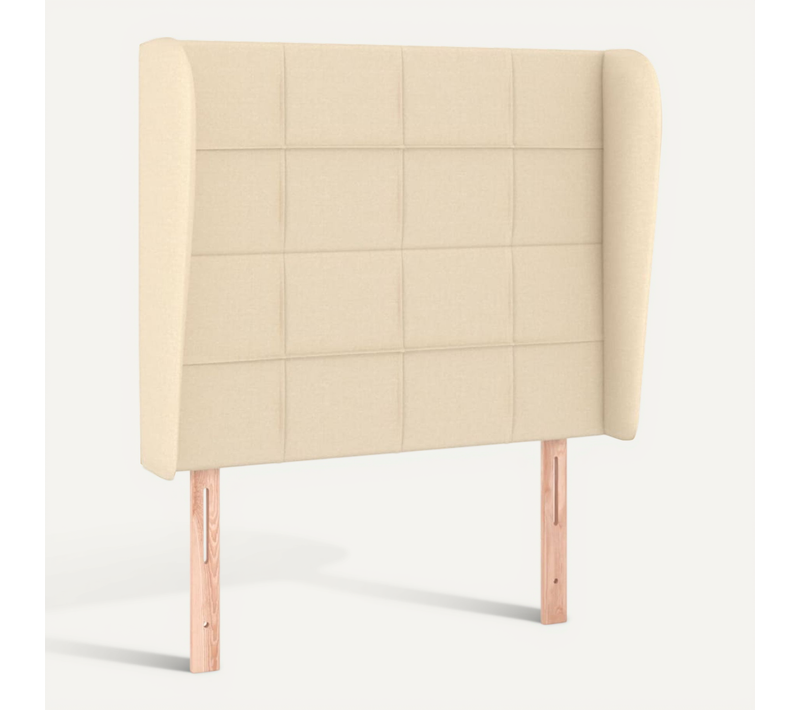 Tête De Lit Avec Oreilles Crème 93x23x118/128 Cm Tissu