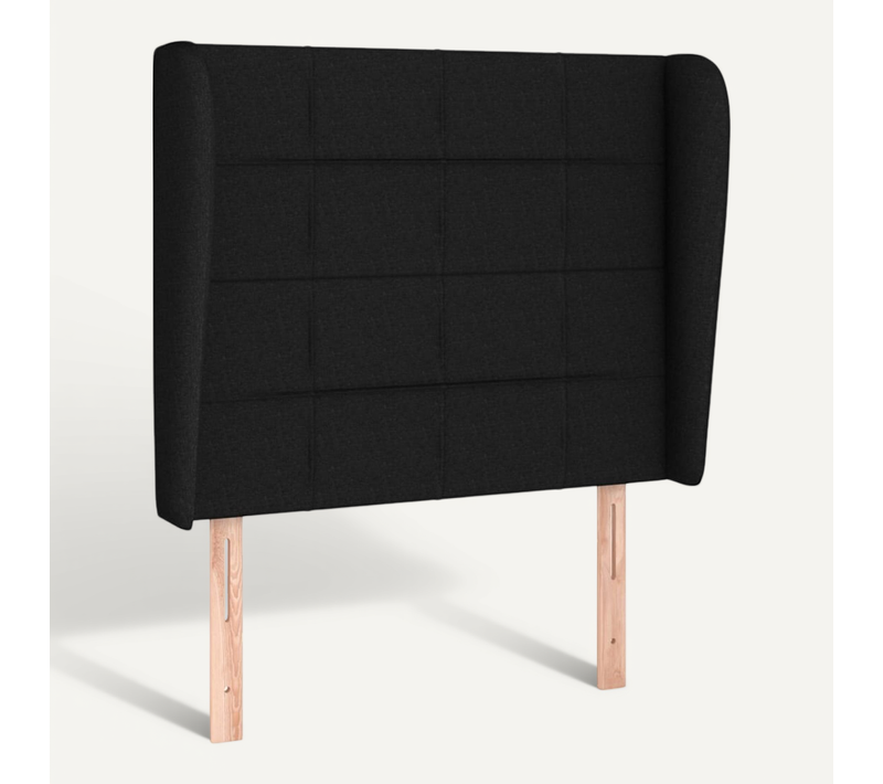 Tête De Lit Avec Oreilles Noir 103x23x118/128 Cm Tissu