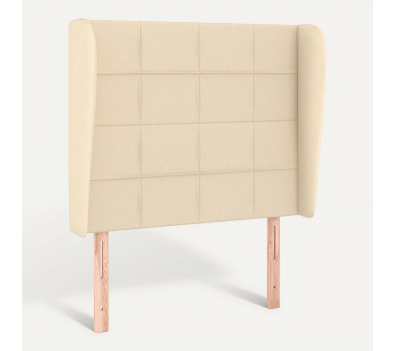 Tête De Lit Avec Oreilles Crème 103x23x118/128 Cm Tissu