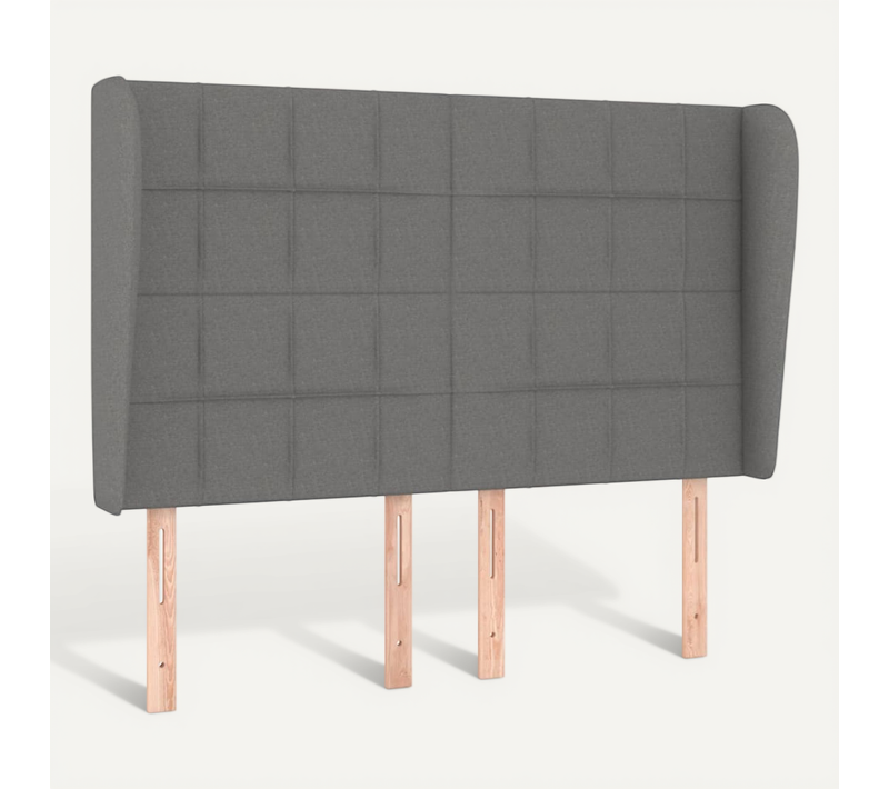 Tête De Lit Avec Oreilles Gris Foncé 147x23x118/128 Cm Tissu