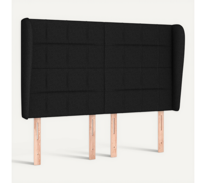Tête De Lit Avec Oreilles Noir 147x23x118/128 Cm Tissu