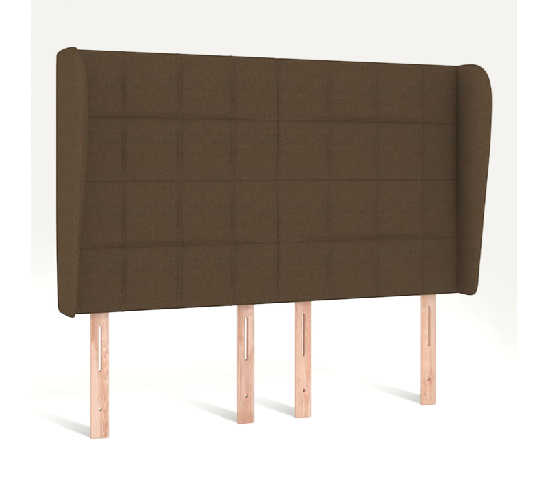 Tête De Lit Avec Oreilles Marron Foncé 147x23x118/128 Cm Tissu