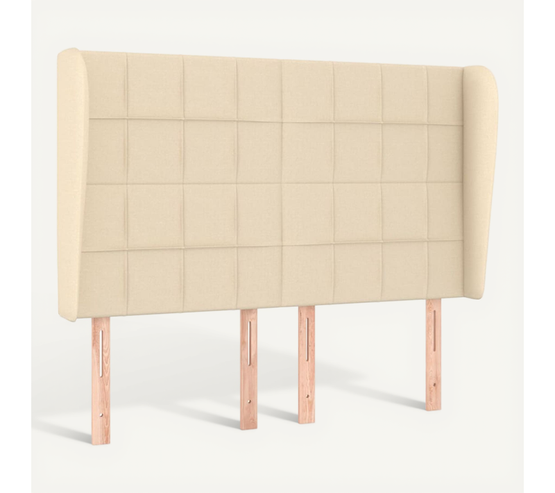 Tête De Lit Avec Oreilles Crème 147x23x118/128 Cm Tissu