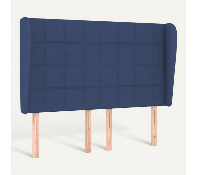 Tête De Lit Avec Oreilles Bleu 147x23x118/128 Cm Tissu