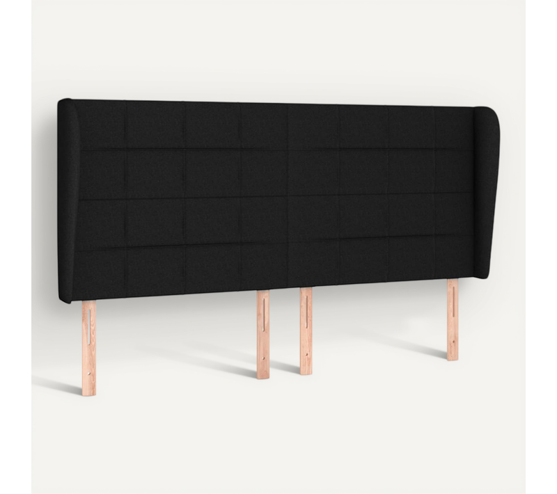 Tête De Lit Avec Oreilles Noir 163x23x118/128 Cm Tissu
