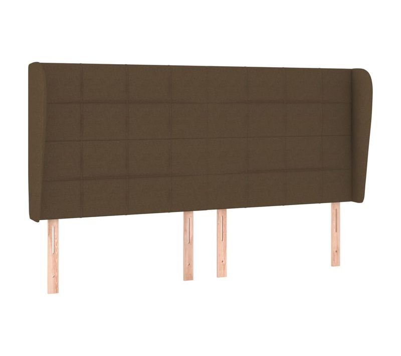 Tête De Lit Avec Oreilles Marron Foncé 163x23x118/128 Cm Tissu