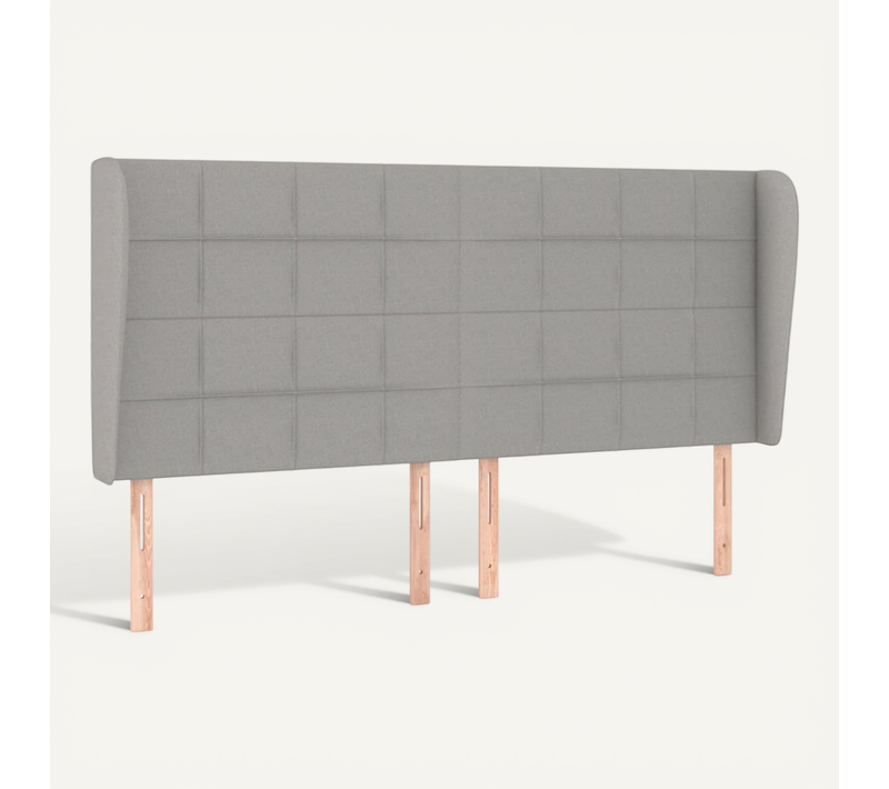 Tête De Lit Avec Oreilles Gris Clair 183x23x118/128 Cm Tissu