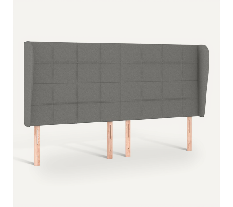 Tête De Lit Avec Oreilles Gris Foncé 183x23x118/128 Cm Tissu