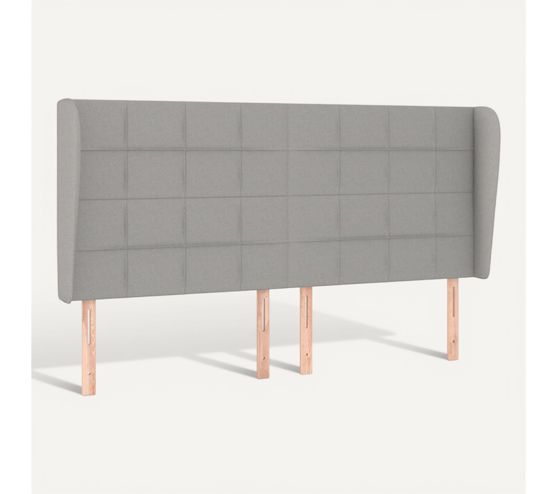 Tête De Lit Avec Oreilles Gris Clair 203x23x118/128 Cm Tissu