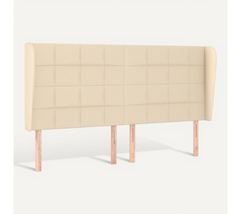 Tête De Lit Avec Oreilles Crème 203x23x118/128 Cm Tissu