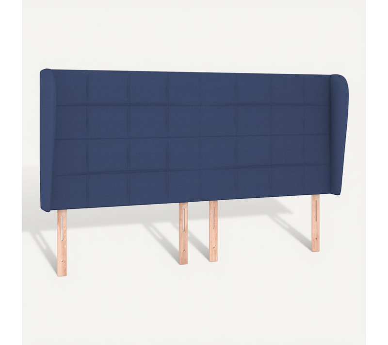 Tête De Lit Avec Oreilles Bleu 203x23x118/128 Cm Tissu