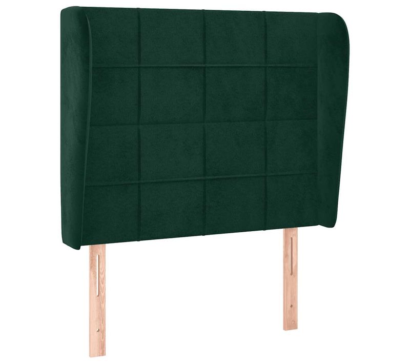 Tête De Lit Avec Oreilles Vert Foncé 93x23x118/128 Cm Velours