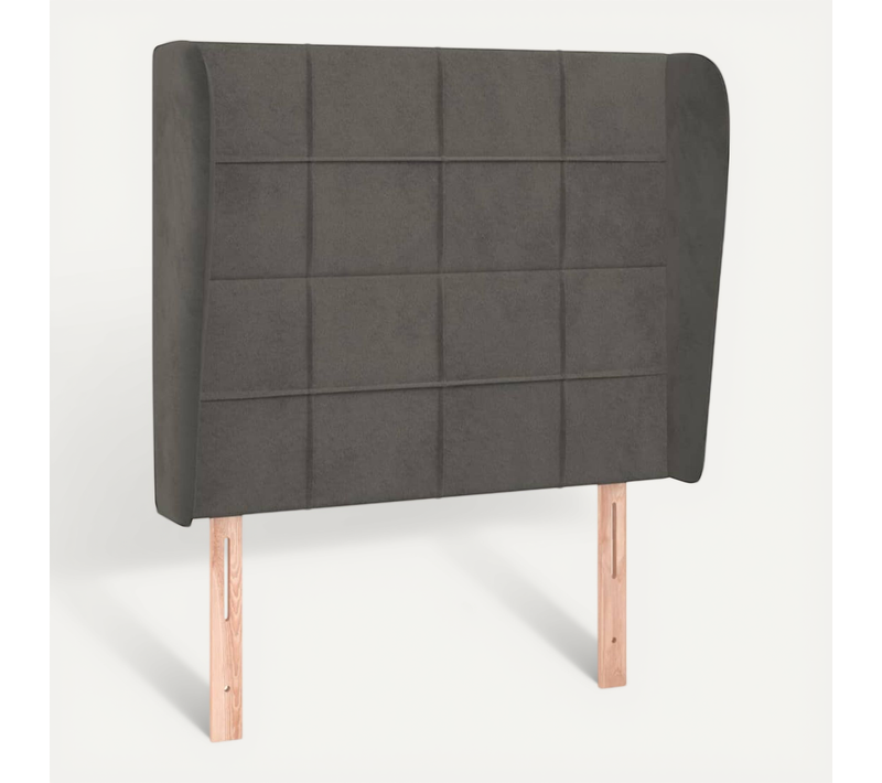 Tête De Lit Avec Oreilles Gris Foncé 103x23x118/128 Cm Velours