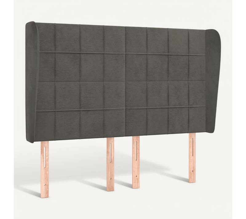 Tête De Lit Avec Oreilles Gris Foncé 147x23x118/128 Cm Velours