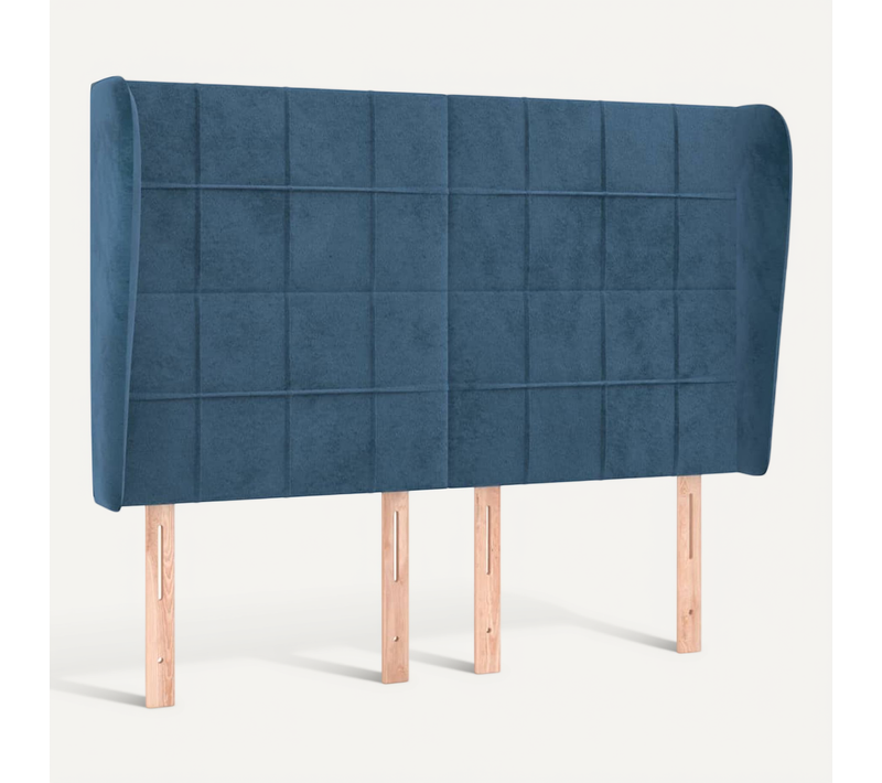 Tête De Lit Avec Oreilles Bleu Foncé 147x23x118/128 Cm Velours