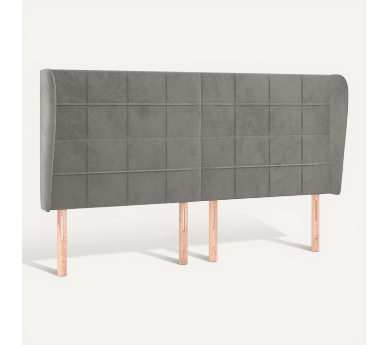 Tête De Lit Avec Oreilles Gris Clair 163x23x118/128 Cm Velours