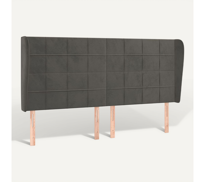 Tête De Lit Avec Oreilles Gris Foncé 163x23x118/128 Cm Velours
