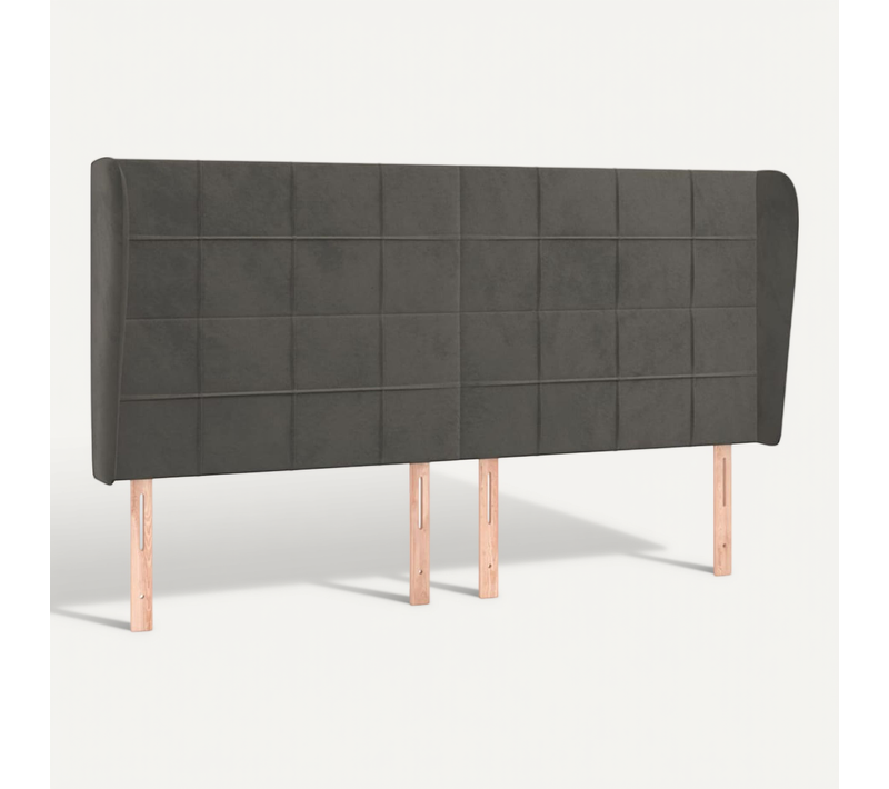Tête De Lit Avec Oreilles Noir 163x23x118/128 Cm Velours