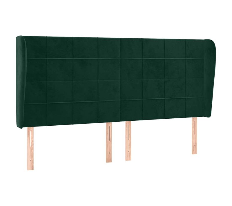 Tête De Lit Avec Oreilles Vert Foncé 163x23x118/128 Cm Velours